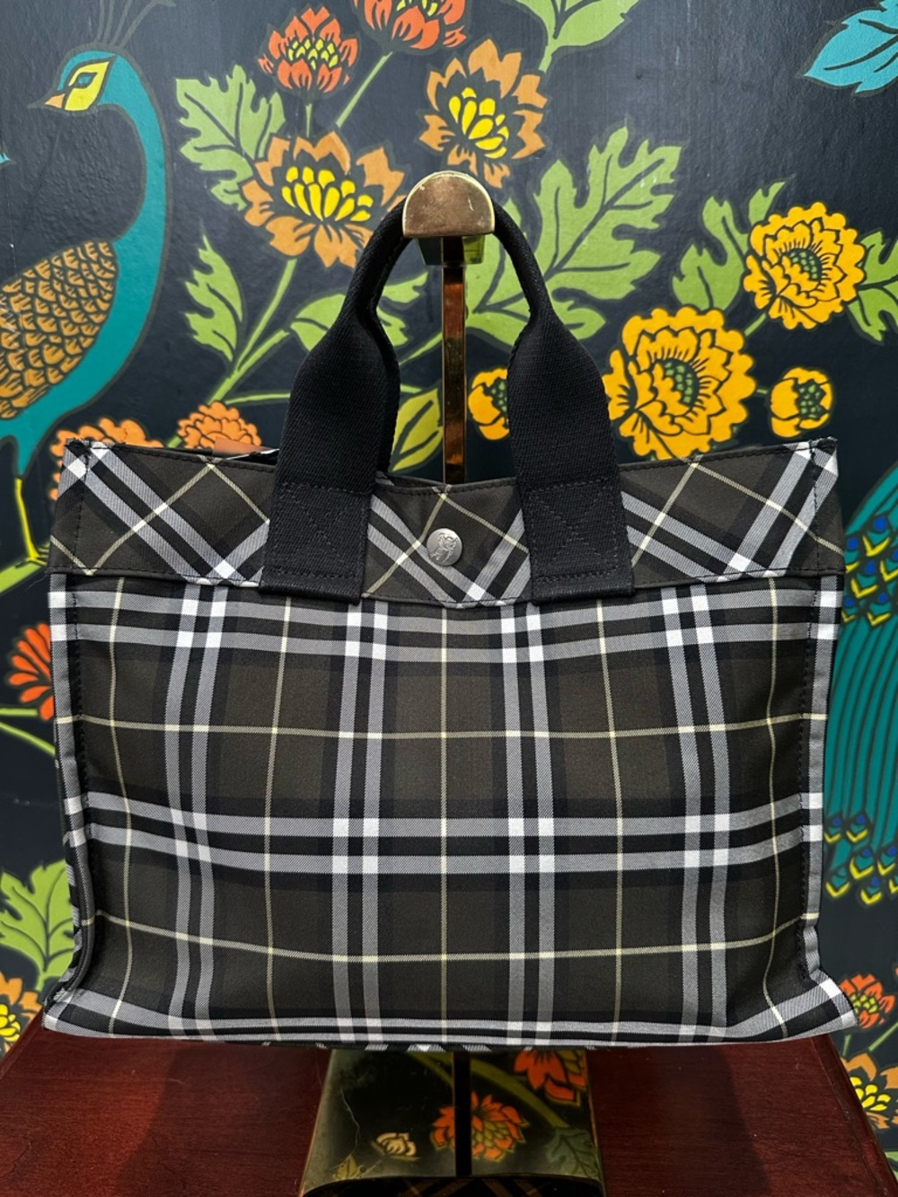 Burberry Plaid Nylon Tote Black Nova Check Mini Shopper NWOT - Picture 9 of 12